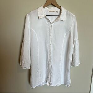 Soft Surroundings bell sleeve button down linen blend top